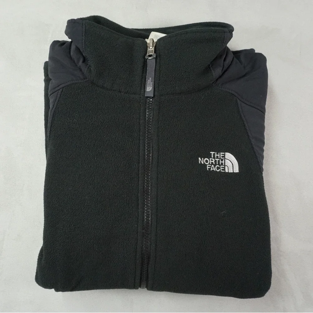 The North Face Jacket Men L Black Thick Fleece Full Zip Nylon Panel Denali Style